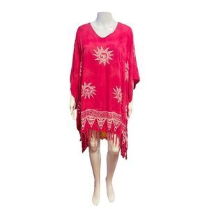Womens PINK FRINGE Sun CoverUp SZ Large L Lovely TOP